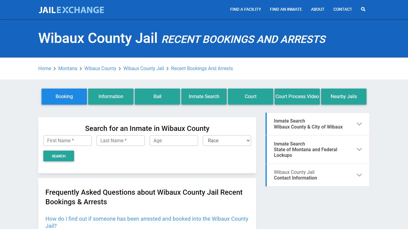 Wibaux County Jail Recent Bookings And Arrests - Jail Exchange