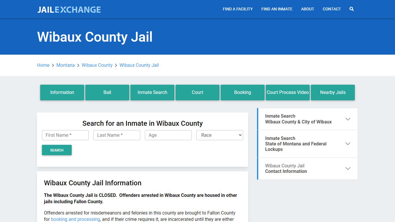 Wibaux County Jail Roster Lookup, MT, Inmate Search