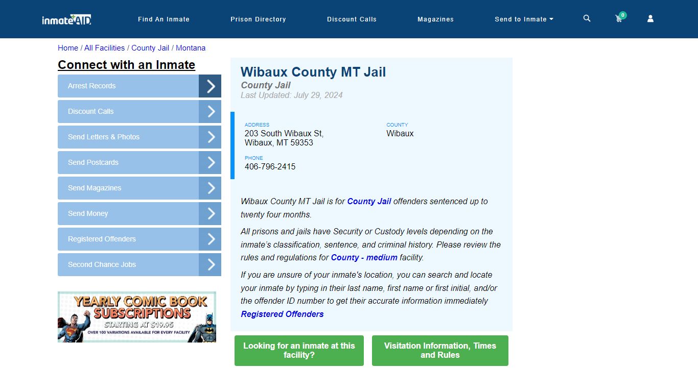 Wibaux County MT Jail - Inmate Locator